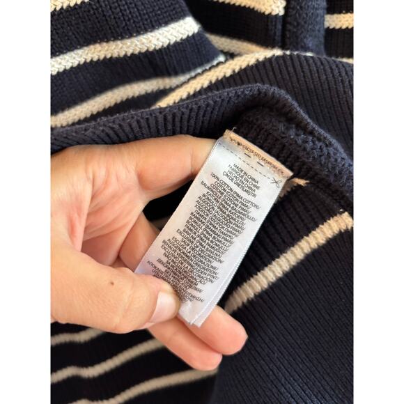 Polo Ralph Lauren Women’s Pima Cotton Striped Knit Pullover Sweater Navy Small - Picture 6 of 6